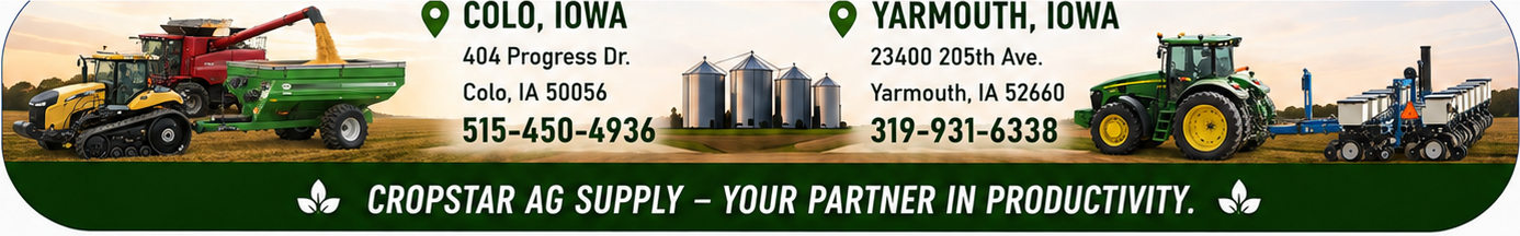 Cropstar equipment artwork and Iowa location contacts
